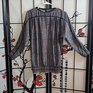Vintage Umi Collections by Anne Grimm's long Sleeve multi colored top 100% Silk